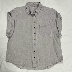 Free People Gray & White Pinstripe Button Front Shirt